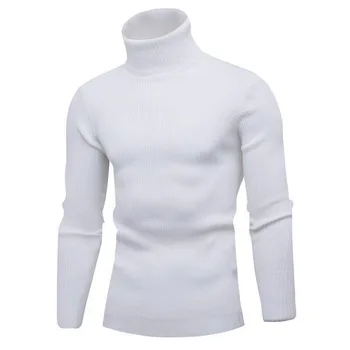 Férfi ruha pulóver Őszi/téli egyszínű magas nyakú pulóver Slim Fit csíkos pulóver kötött felső kabát SMT103