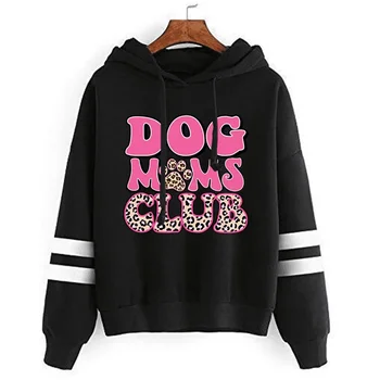 DOG MOM Club kapucnis pulóverek Leopárd mintás forró pulóver Hip Hop Streetwear Harajuku Y2k felsők Vintage koreai ruhák nőknek kapucnis pulóver