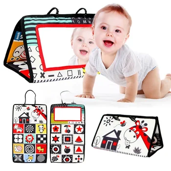 Fekete-fehér újszülött tükör játékok Baba pocakideje babáknak Montessori fejlődés feltérképezése Nagy kontrasztú aktivitás Érzékszervi játék