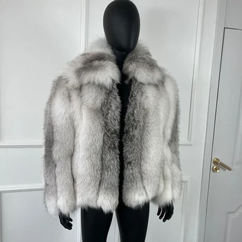 Sliver Fox szőrme kabát Természetes róka bunda rövid bunda hajtókával férfiak Legkelendőbb téli bunda férfiak