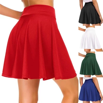 Női alap sokoldalú rugalmas kiszélesedő alkalmi mini gördeszkás szoknya piros fekete zöld kék rövid szoknya plus size 3XL