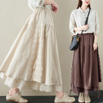 Plus Size 4XL 100KG rugós női rakott szoknya Japán pamutvászon A Line szoknya Lolita szoknya