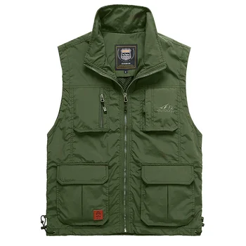 Munkamellény Férfi kabát Nyári férfi ruhák Ujjatlan kabát Motoros ruházat Ingyenes szállítás Nagy méret Taktikai katonai vadászat