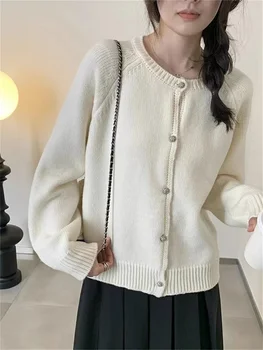 Téli női pulóver Kötött Cardigan Oversize lány pulóver Nő Kasmír pulóver felsők Hosszú ujjú Maxi Vintage Y2k vastag