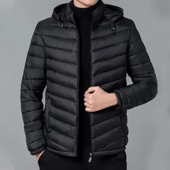 Alkalmi kabát Elegáns férfiak Téli kapucnis pamutkabát kabát Kényelmes kabát